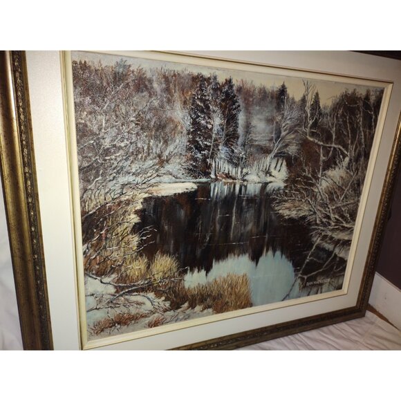 Dan Mackenzie Winter River Oil Painting Snowy Landscape Canadian Art - Picture 4 of 6